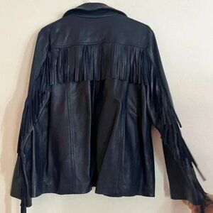 Johnny Was Leather Jacket with Fringe